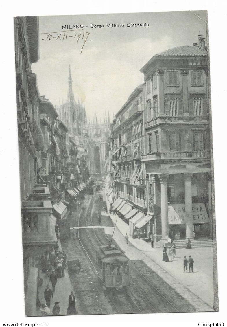 CPA Circulée En 1917 - MILANO - Corso Vittorio Emanuele - Animé - - Milano (Milan)