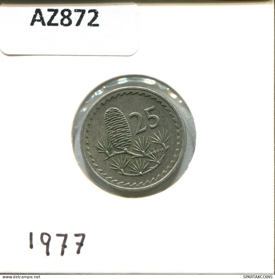 25 MILS 1977 CHIPRE CYPRUS Moneda #AZ872.E.A - Chypre