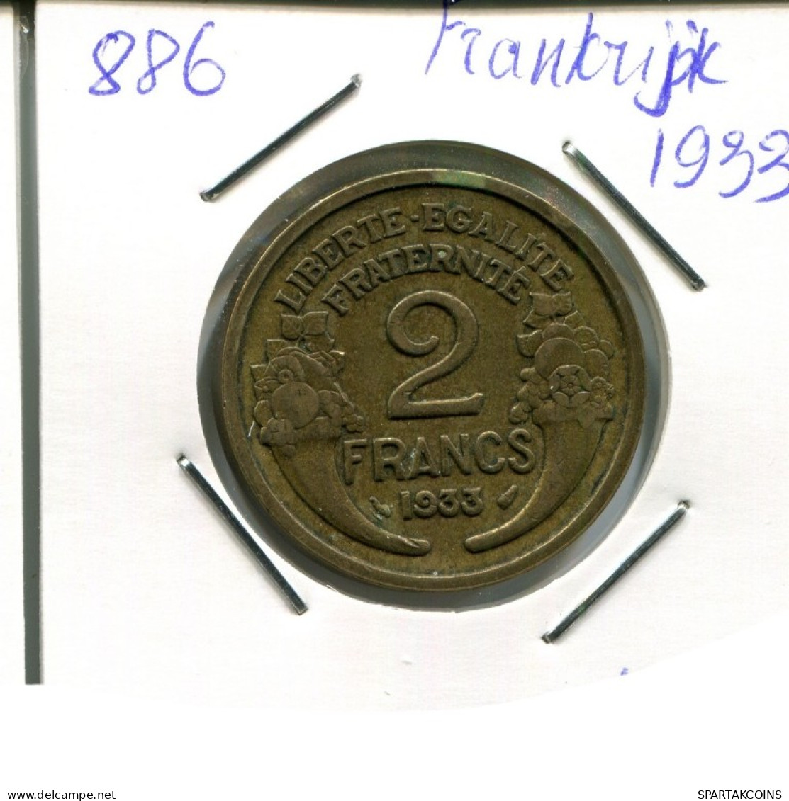 2 FRANCS 1933 FRANCIA FRANCE Moneda #AN337.E.A - 2 Francs