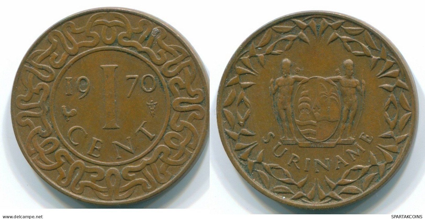 1 CENT 1970 SURINAME Netherlands Bronze Cock Colonial Coin #S10984.U.A - Surinam 1975 - ...