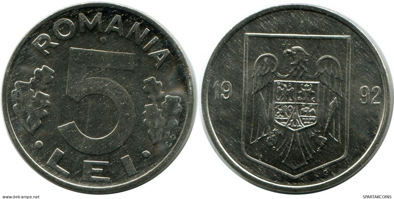 5 LEI 1992 ROMANIA UNC Eagle Coin #M10392.U.A - Romania
