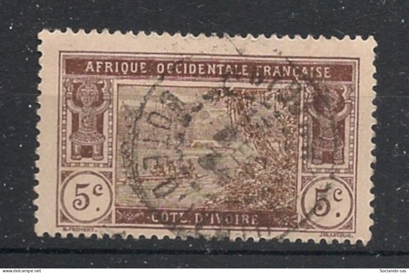 COTE D'IVOIRE - 1922-28 - N°YT. 62 - Lagune Ebrié 5c Brun-lilas - Oblitéré / Used - Used Stamps