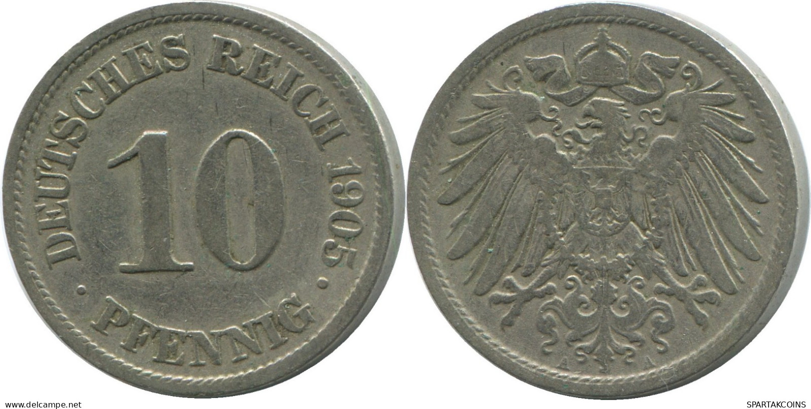 10 PFENNIG 1905 A GERMANY Coin #DE10457.5.U.A - 10 Pfennig