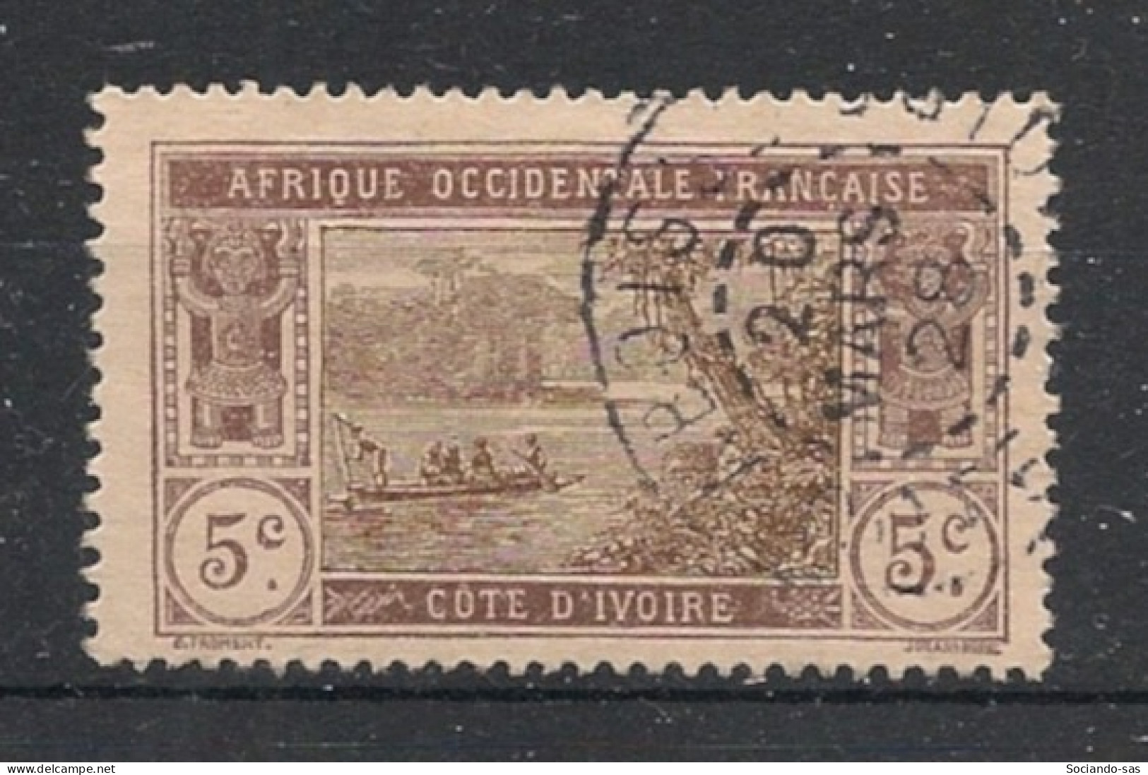 COTE D'IVOIRE - 1922-28 - N°YT. 62 - Lagune Ebrié 5c Brun-lilas - Oblitéré / Used - Gebraucht