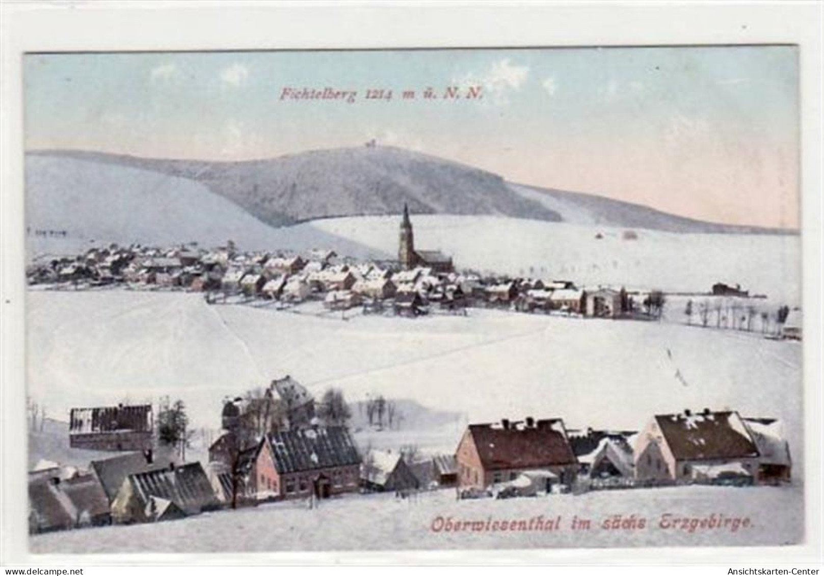 39036207 - Oberwiesenthal Mit Gesamtansicht Und Fichtelberg Im Winter Gelaufen Von 1905. Ecken Mit Albumabdruecken, Son - Oberwiesenthal