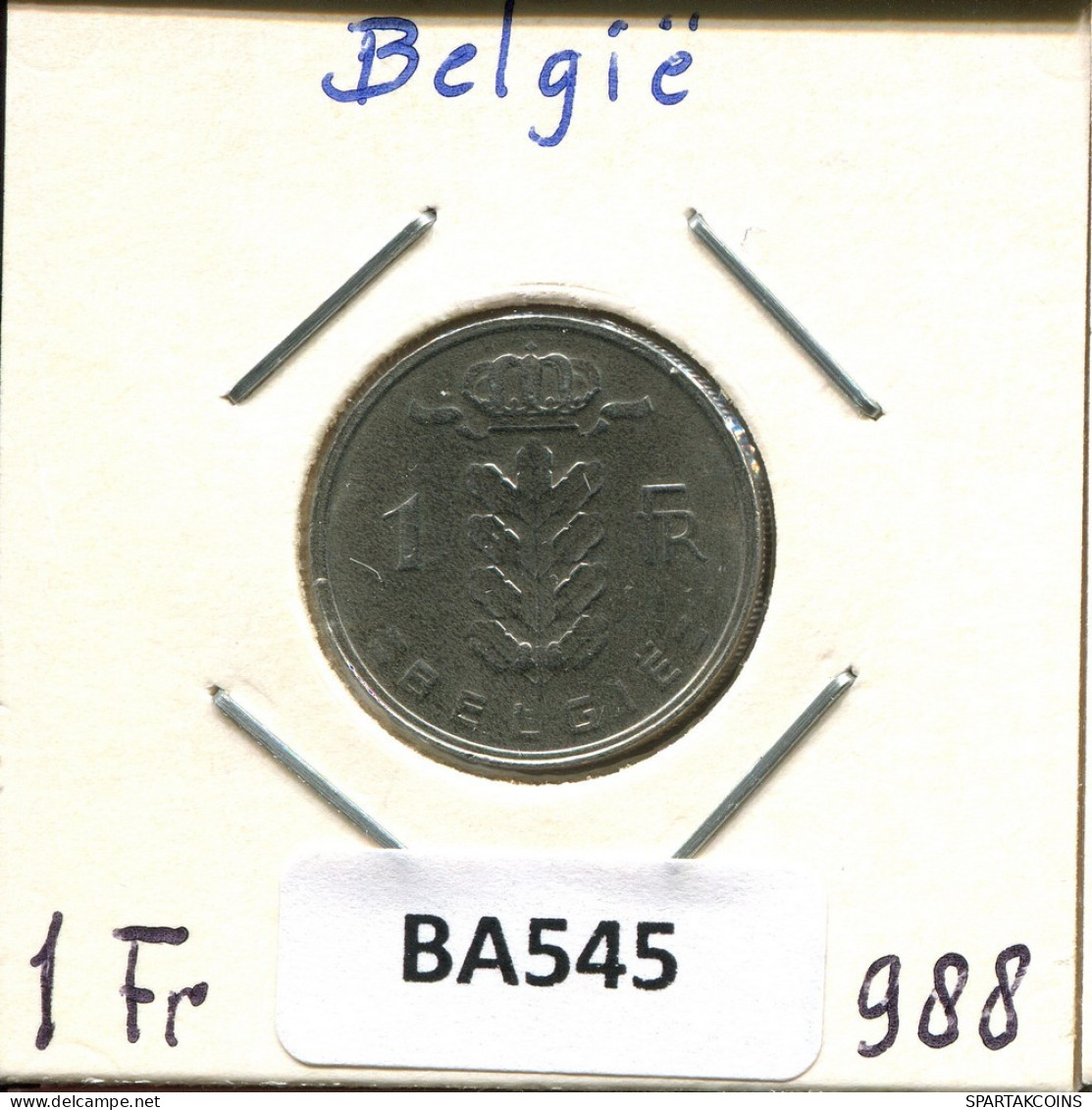 1 FRANC 1988 DUTCH Text BELGIEN BELGIUM Münze #BA545.D.A - 1 Franc