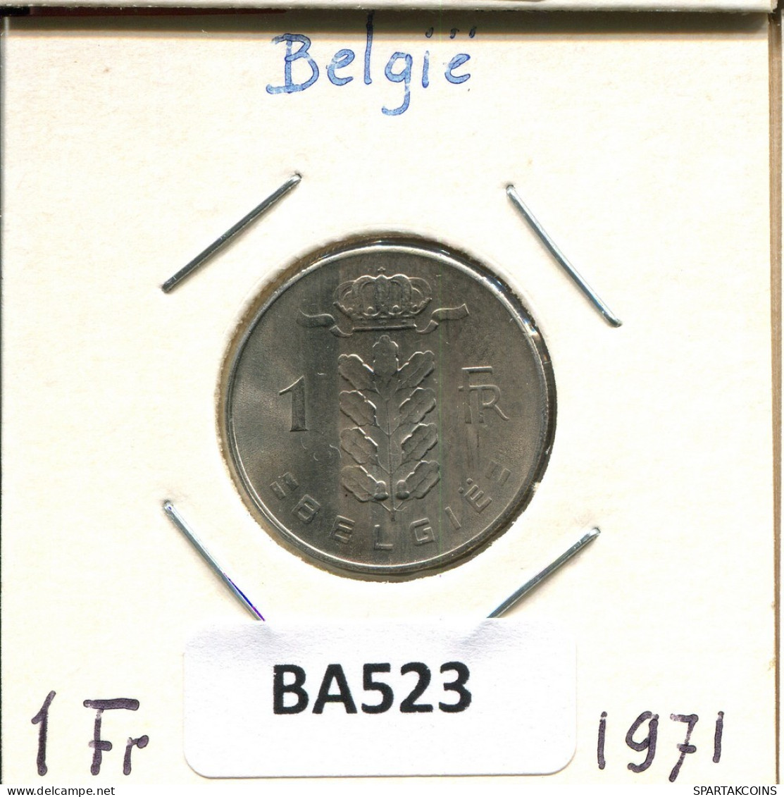 1 FRANC 1971 DUTCH Text BELGIQUE BELGIUM Pièce #BA523.F.A - 1 Franc