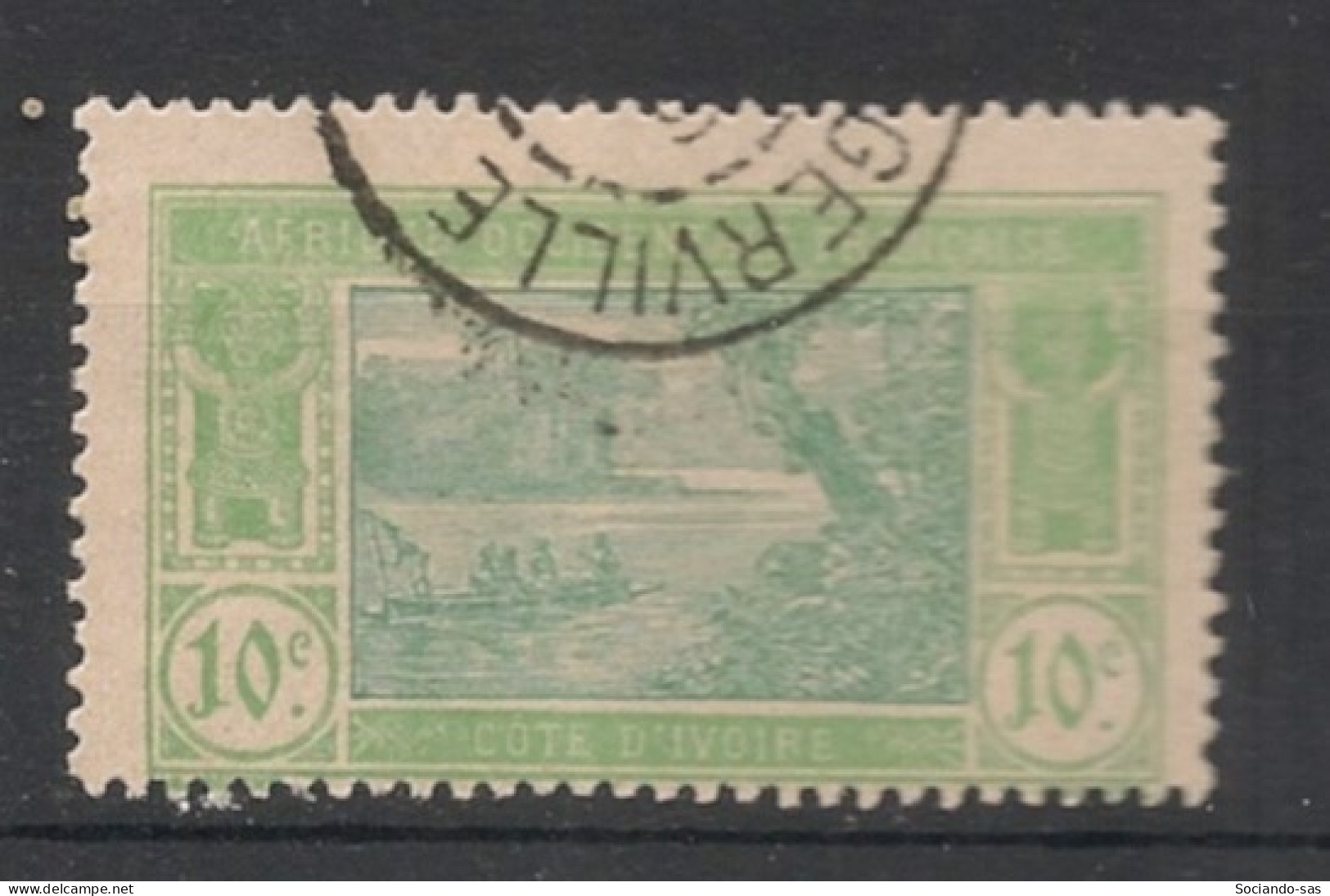 COTE D'IVOIRE - 1922-28 - N°YT. 63 - Lagune Ebrié 10c Vert-jaune - Oblitéré / Used - Usados
