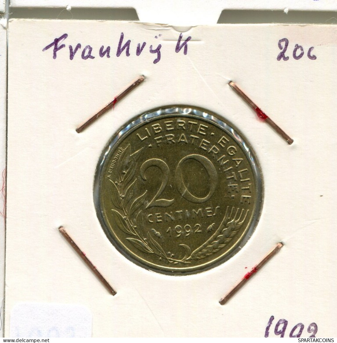20 CENTIMES 1992 FRANCE Coin French Coin #AM873.U.A - 20 Centimes