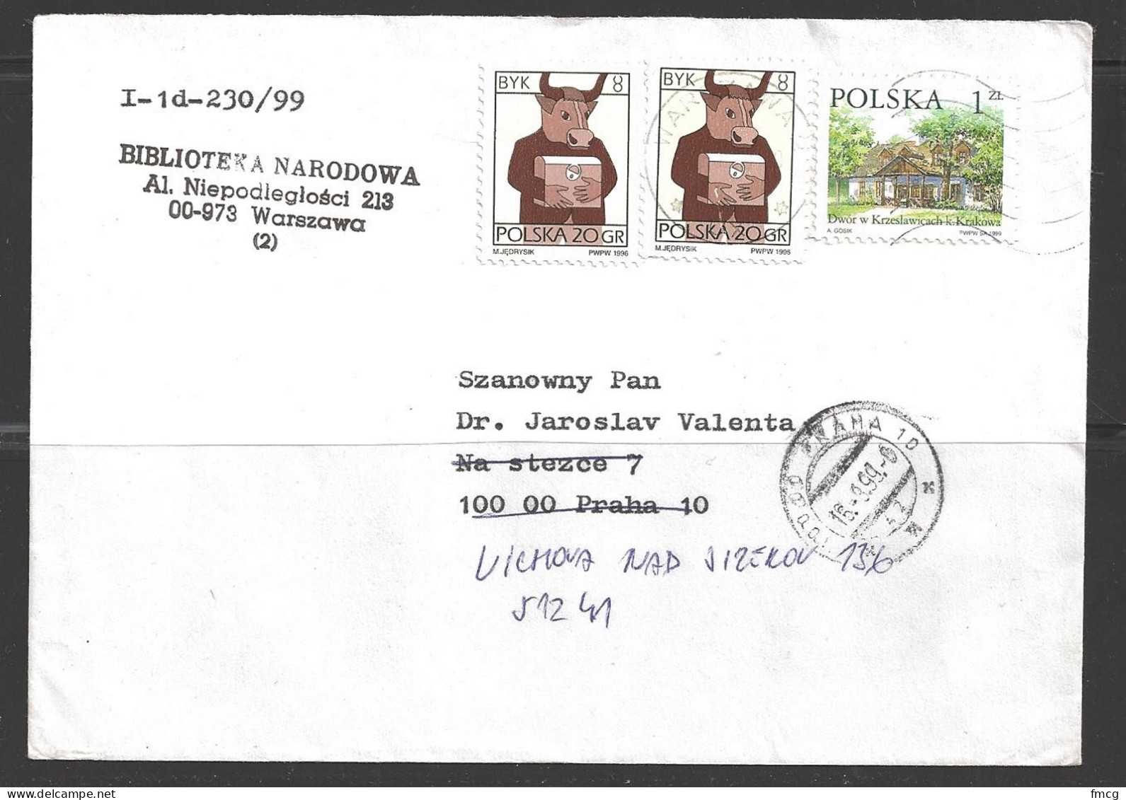 1999 Warsawa To Czech Republic - Storia Postale