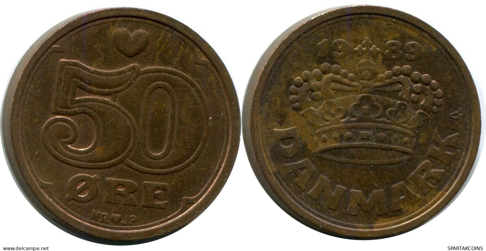 50 ORE 1989 DINAMARCA DENMARK Moneda Margrethe II #AX393.E.A - Denemarken