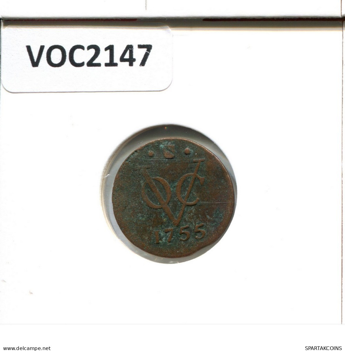 1755 UTRECHT VOC 1/2 DUIT NETHERLANDS INDIES Koloniale Münze #VOC2147.10.U.A - Niederländisch-Indien