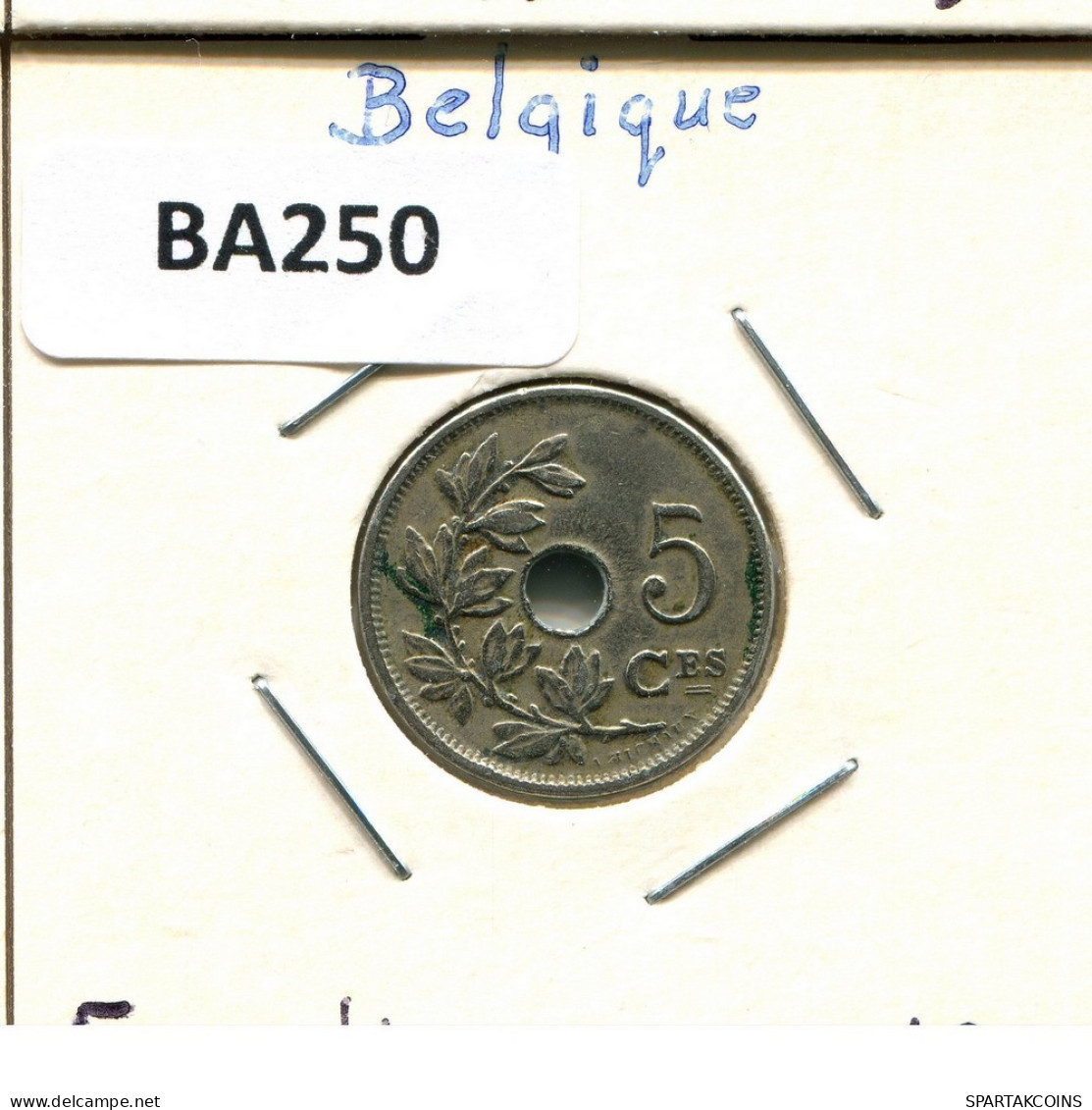 5 CENTIMES 1920 FRENCH Text BÉLGICA BELGIUM Moneda #BA250.E.A - 5 Cents