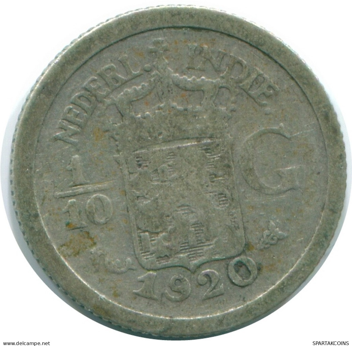 1/10 GULDEN 1920 NETHERLANDS EAST INDIES SILVER Colonial Coin #NL13355.3.U.A - Dutch East Indies
