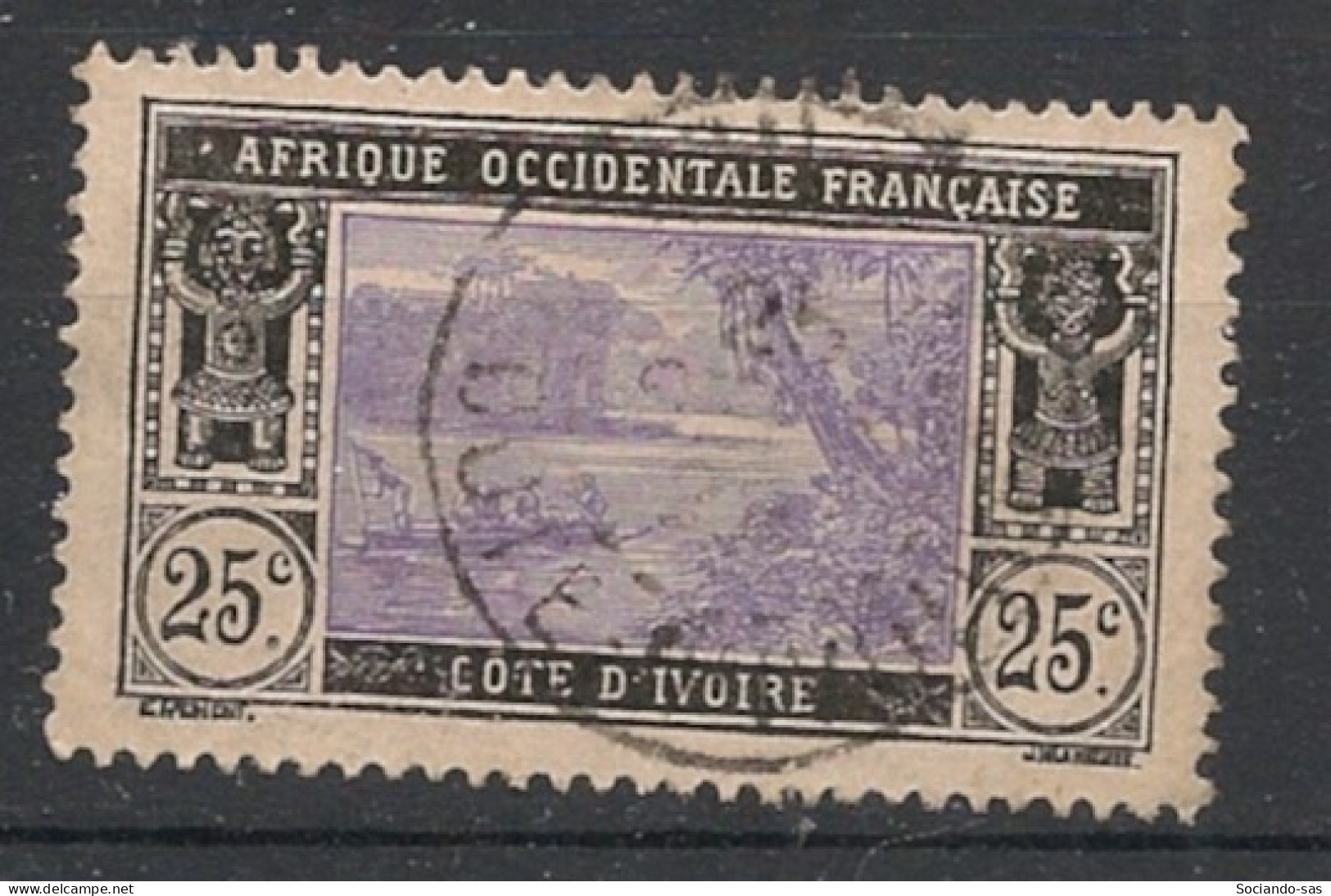 COTE D'IVOIRE - 1922-28 - N°YT. 65 - Lagune Ebrié 25c Noir Et Violet - Oblitéré / Used - Oblitérés