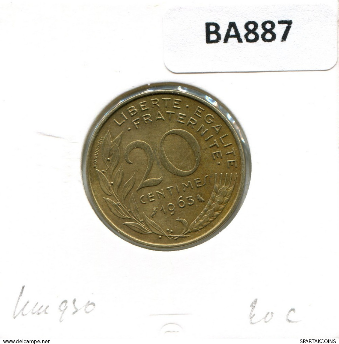 20 CENTIMES 1963 FRANKREICH FRANCE Französisch Münze #BA887.D.A - 20 Centimes