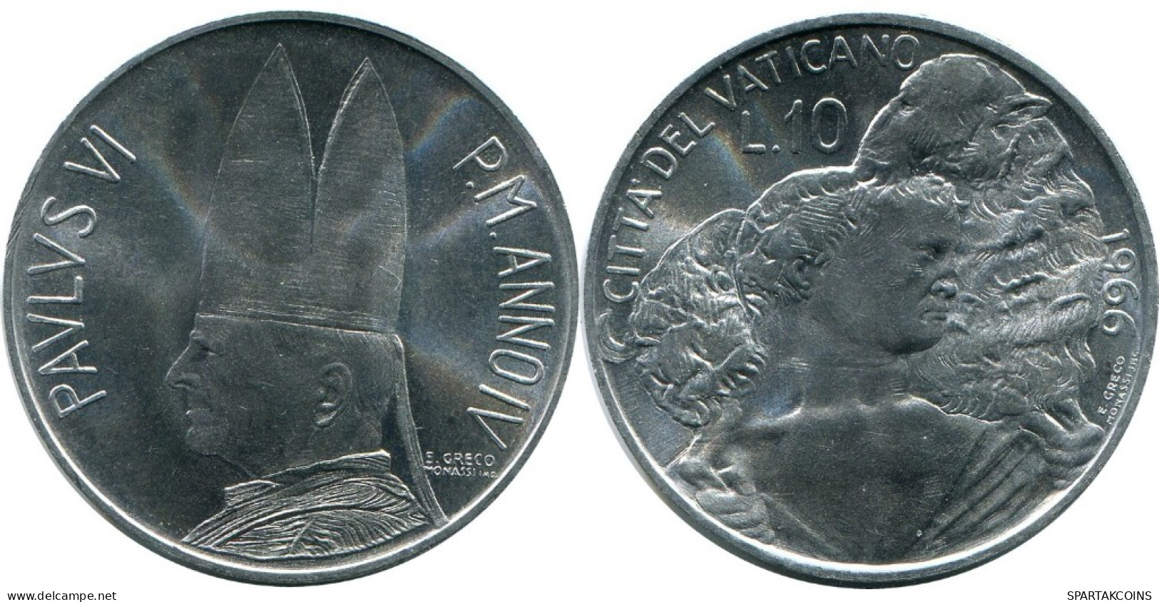 10 LIRE 1966 VATIKAN VATICAN Münze Paul VI (1963-1978) #AH362.13.D.A - Vatikan