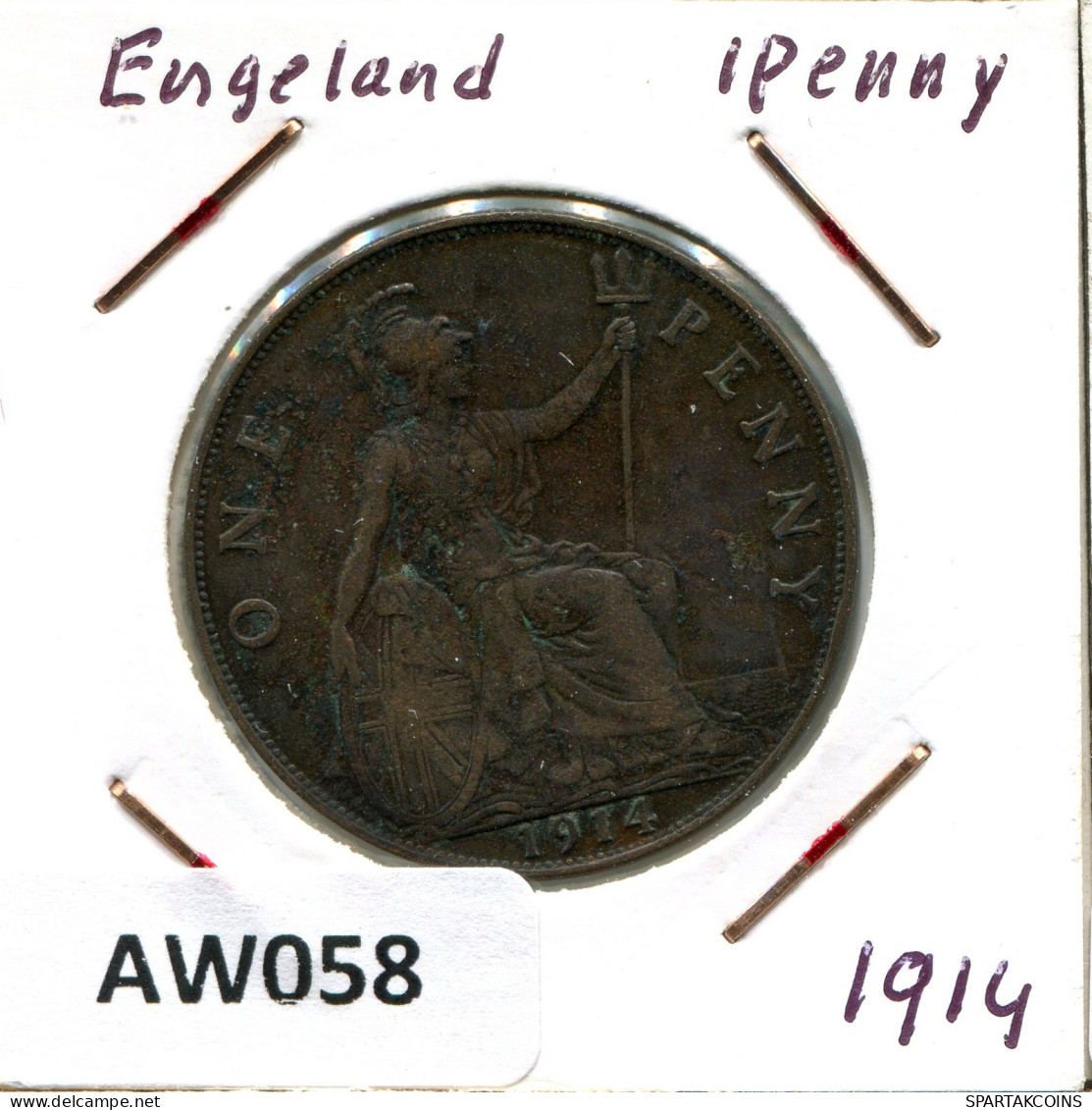 PENNY 1914 UK GROßBRITANNIEN GREAT BRITAIN Münze #AW058.D.A - D. 1 Penny