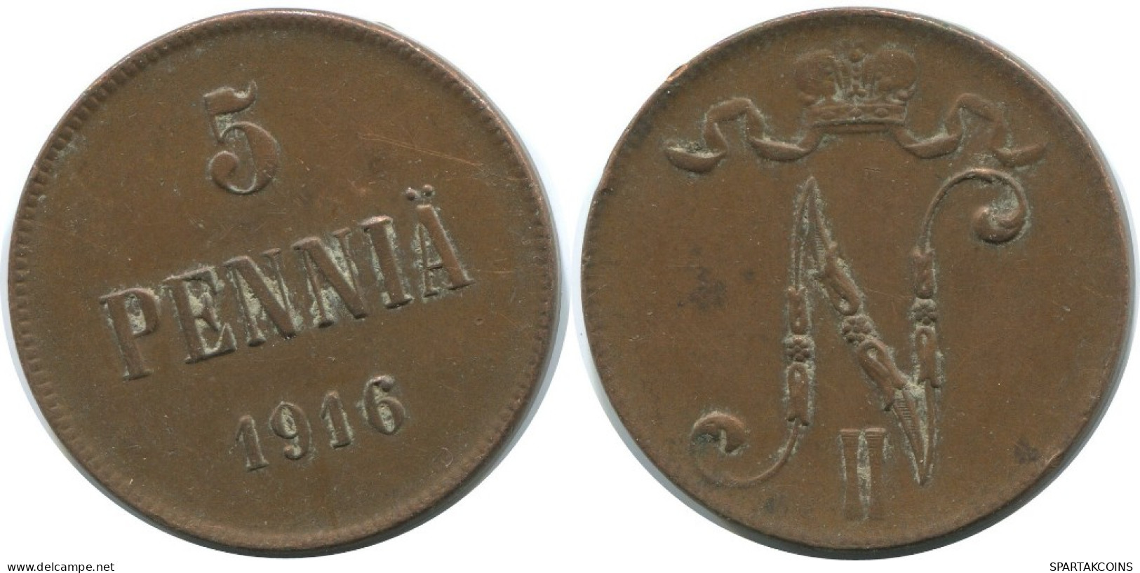 5 PENNIA 1916 FINLAND Coin RUSSIA EMPIRE #AB269.5.U.A - Finlande