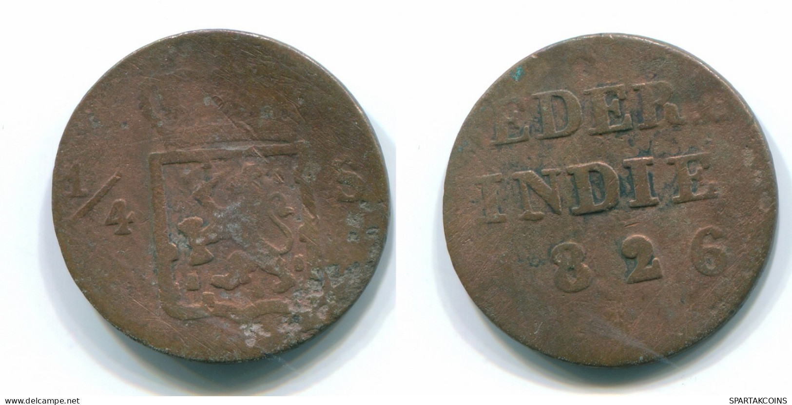 1/4 STUIVER 1826 SUMATRA NIEDERLANDE OSTINDIEN Copper Koloniale Münze #S11674.D.A - Niederländisch-Indien