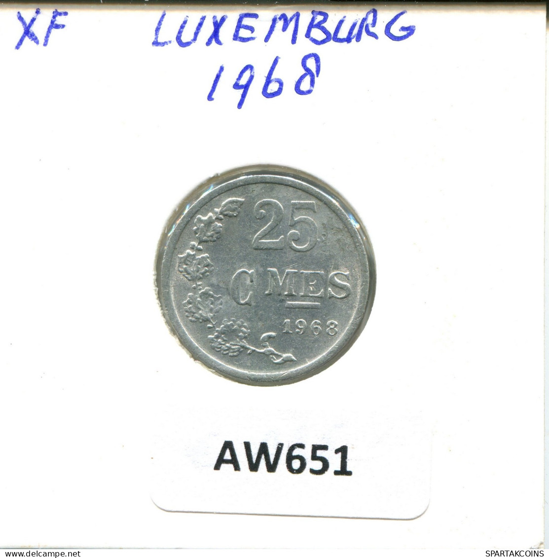 25 CENTIMES 1968 LUXEMBURG LUXEMBOURG Münze #AW651.D.A - Luxemburgo