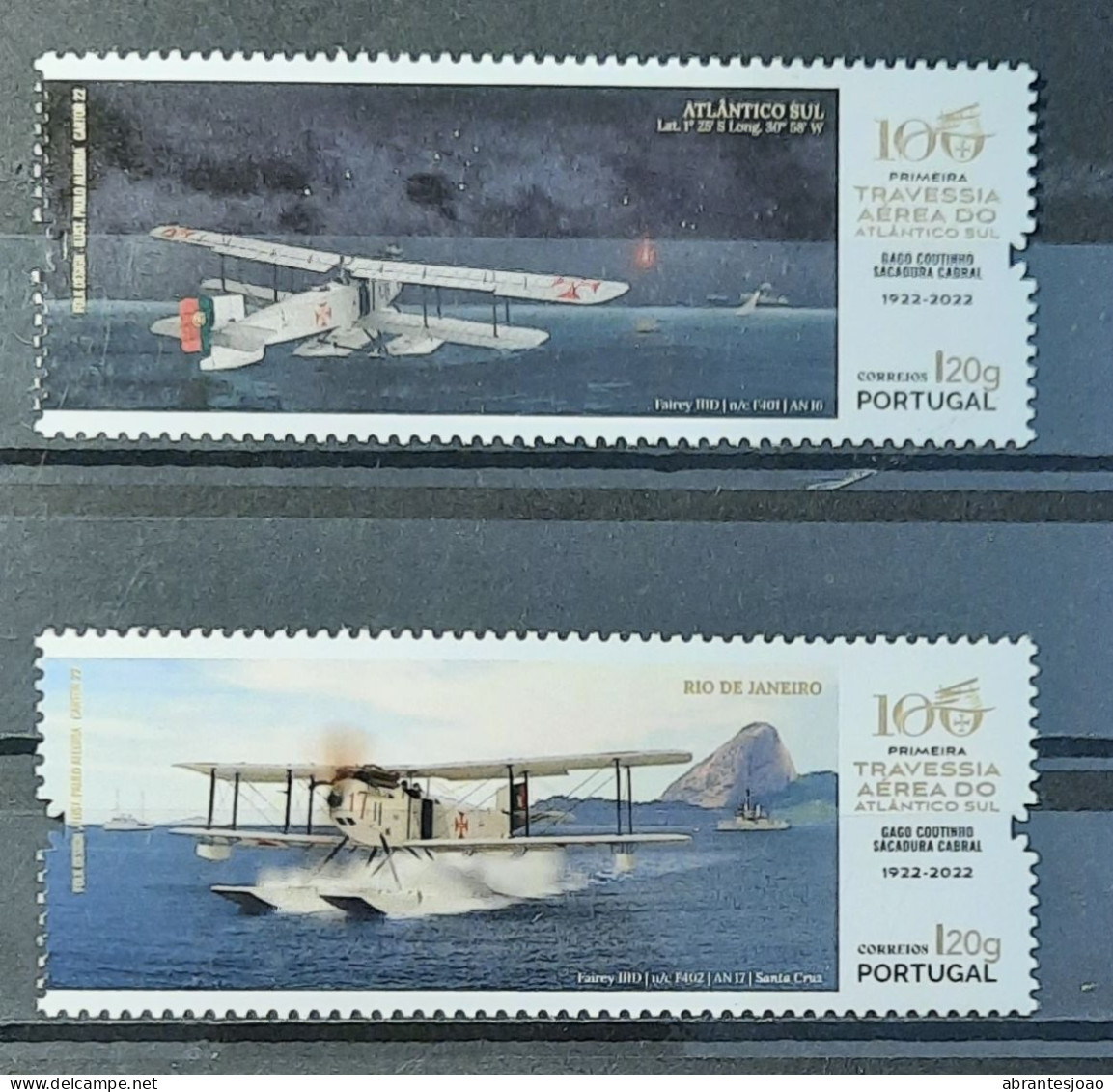 2022 - Portugal - MNH - 100 Years Since The First Air Crossing Of South Atlantic - 3 Stamps + Block Of 1 Stamp - Neufs