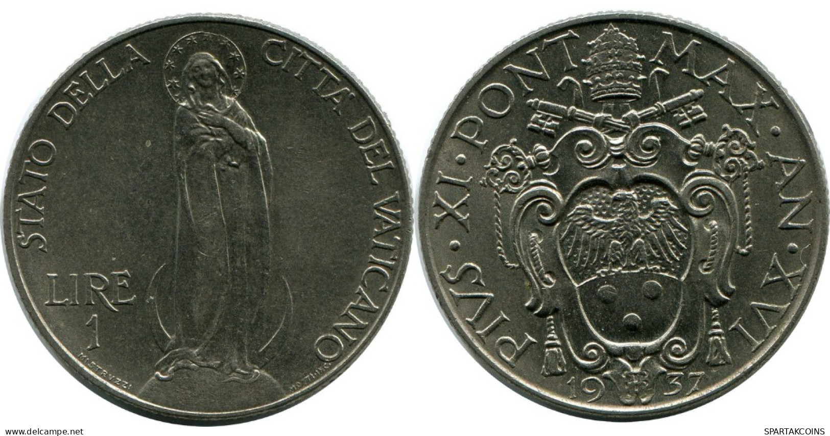 1 LIRE 1937 VATIKAN VATICAN Münze Pius XI (1922-1939) #AH311.16.D.A - Vaticano (Ciudad Del)