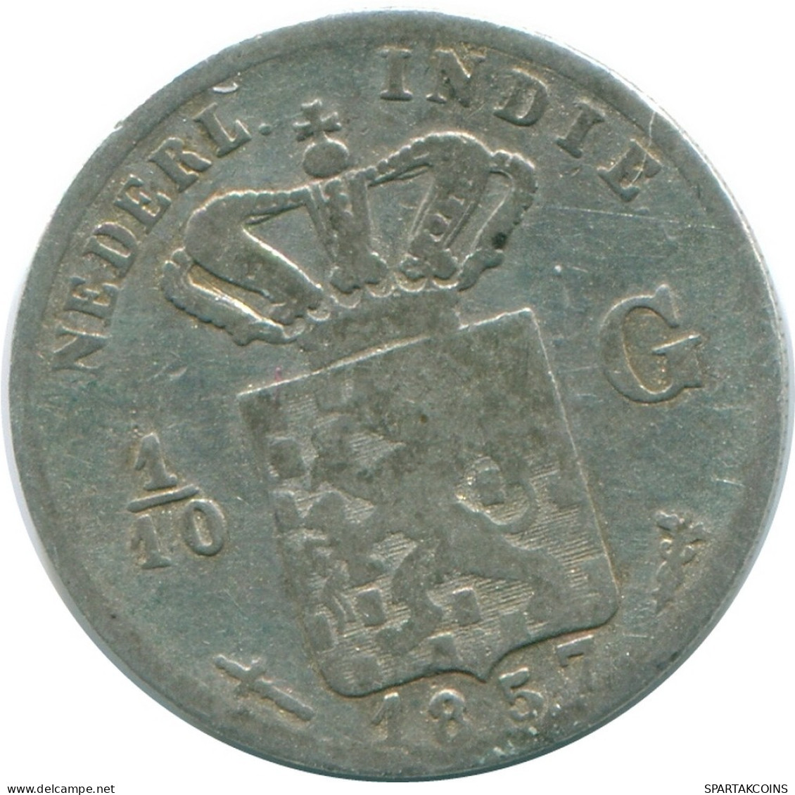 1/10 GULDEN 1857 INDIAS ORIENTALES DE LOS PAÍSES BAJOS PLATA #NL13144.3.E.A - Indes Néerlandaises