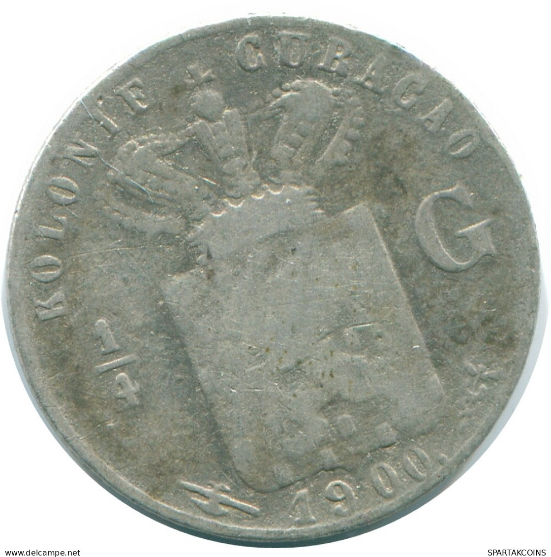 1/4 GULDEN 1900 CURACAO Netherlands SILVER Colonial Coin #NL10517.4.U.A - Curacao