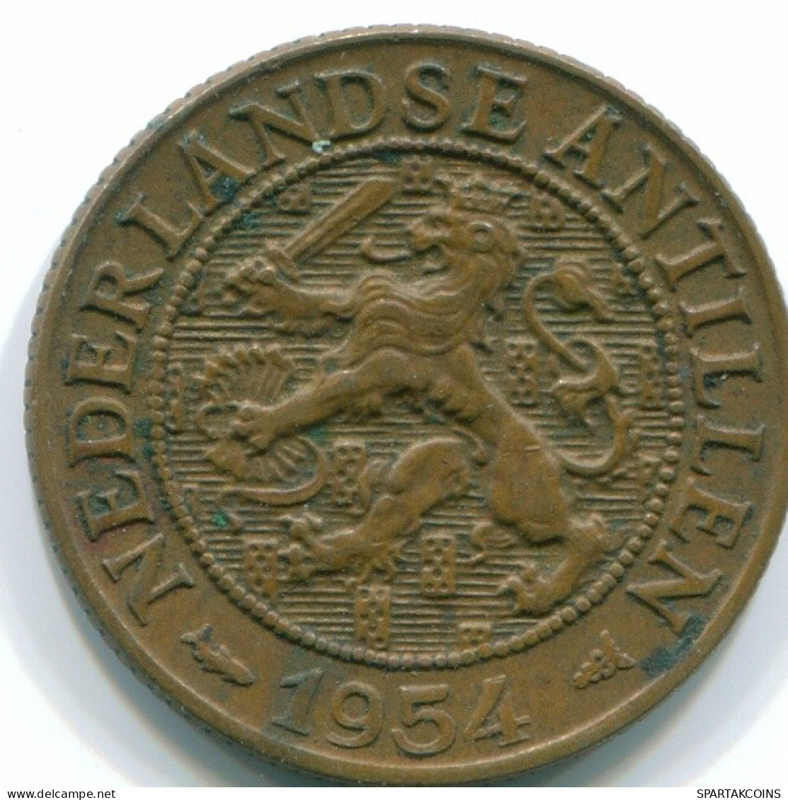 1 CENT 1954 NETHERLANDS ANTILLES Bronze Fish Colonial Coin #S11014.U.A - Antilles Néerlandaises