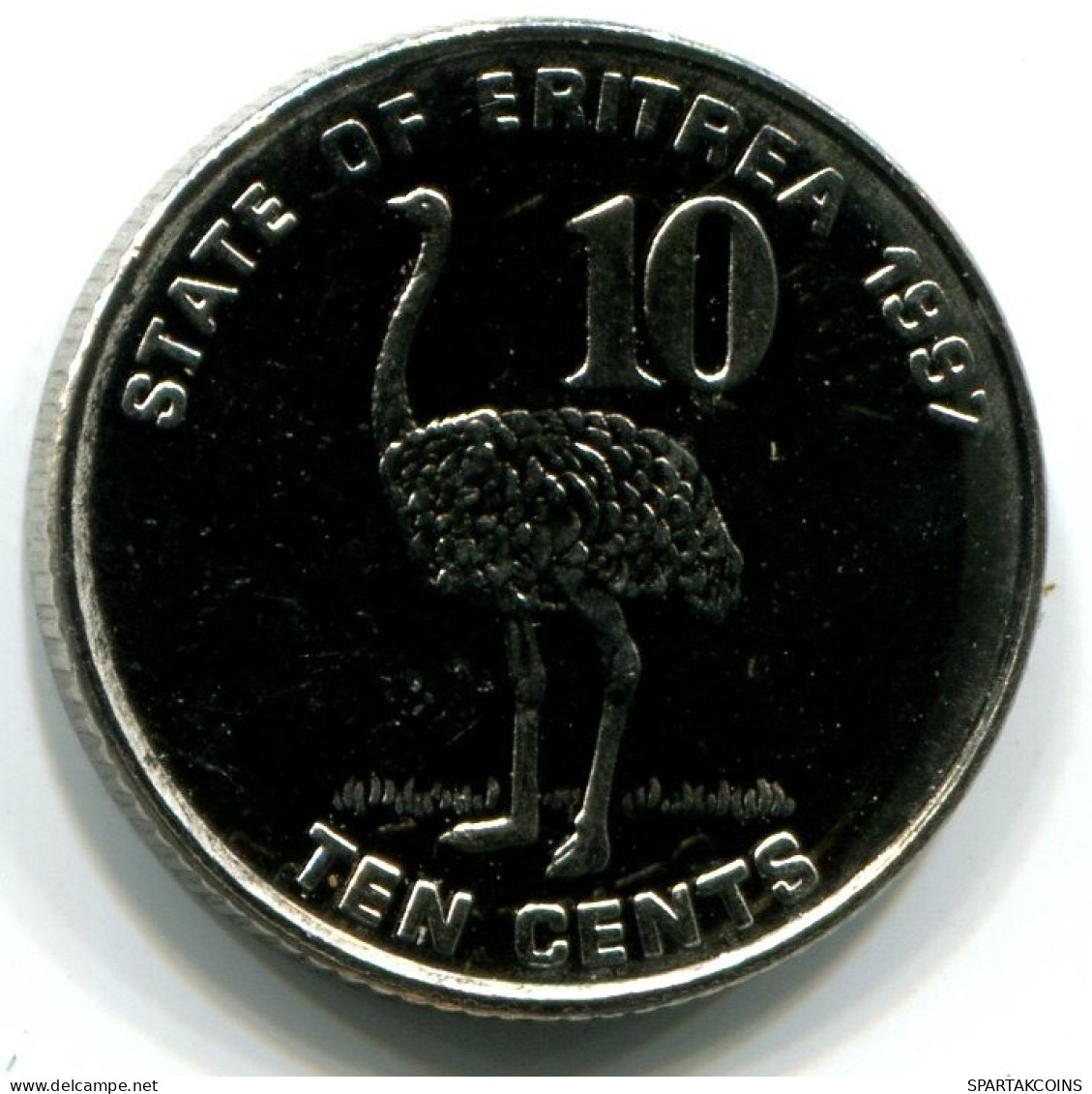 10 CENTS 1997 ERITREA UNC Bird Ostrich Münze #W11234.D.A - Erythrée