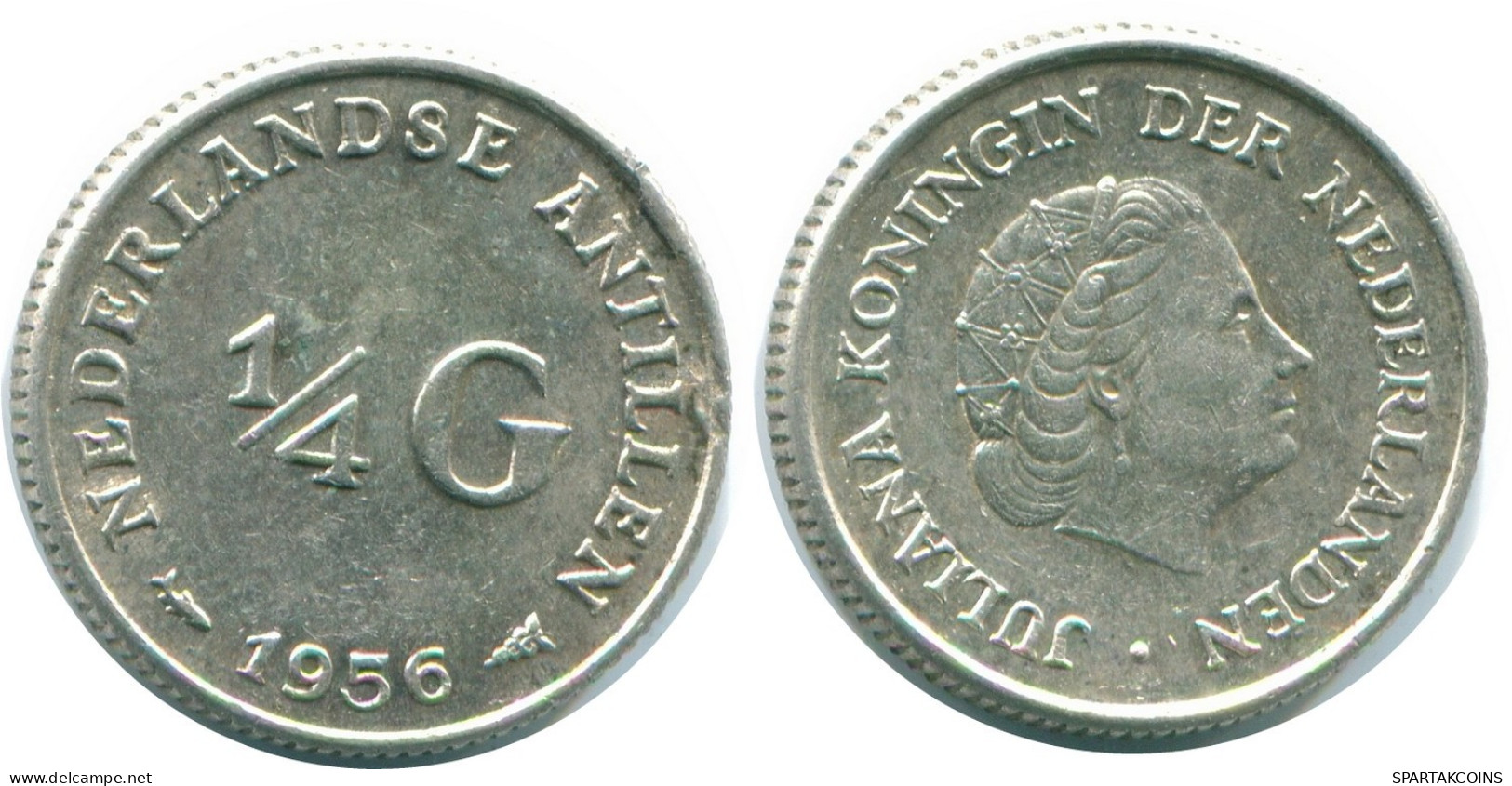 1/4 GULDEN 1956 NIEDERLÄNDISCHE ANTILLEN SILBER Koloniale Münze #NL10910.4.D.A - Antilles Néerlandaises