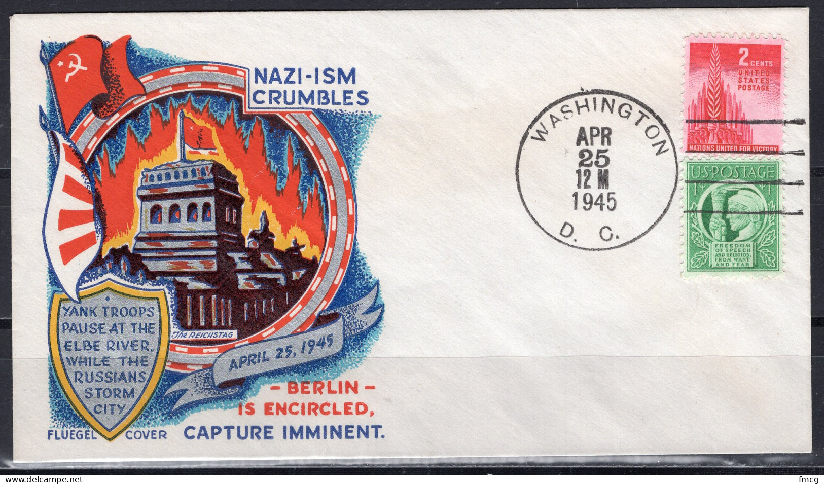 1945 Staehle Cover, World War II, Berlin Is Encircled, April 25 - Lettres & Documents