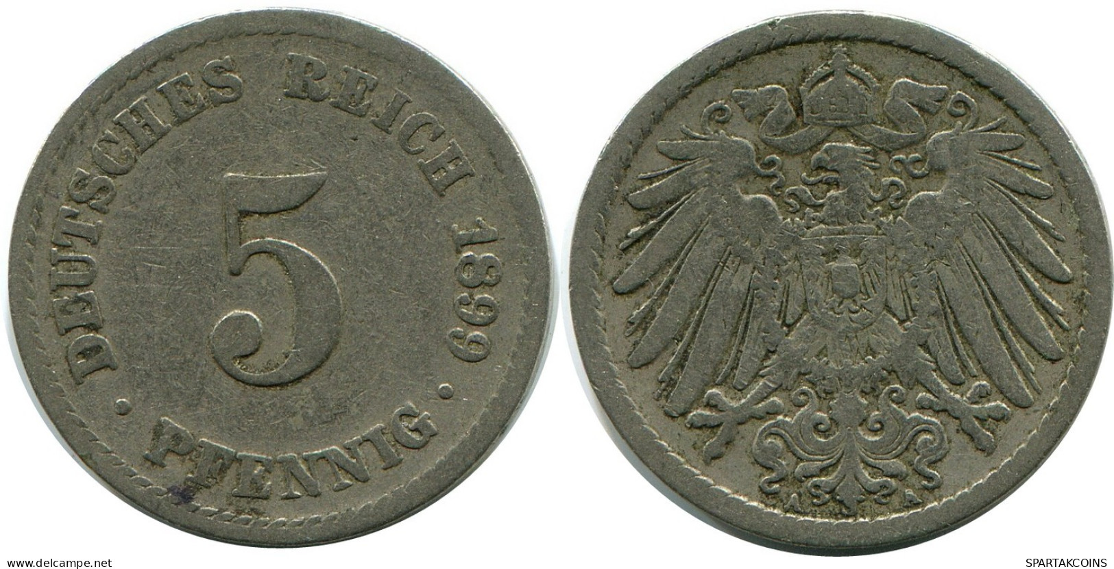 5 PFENNIG 1899 A GERMANY Coin #DB147.U.A - 5 Pfennig