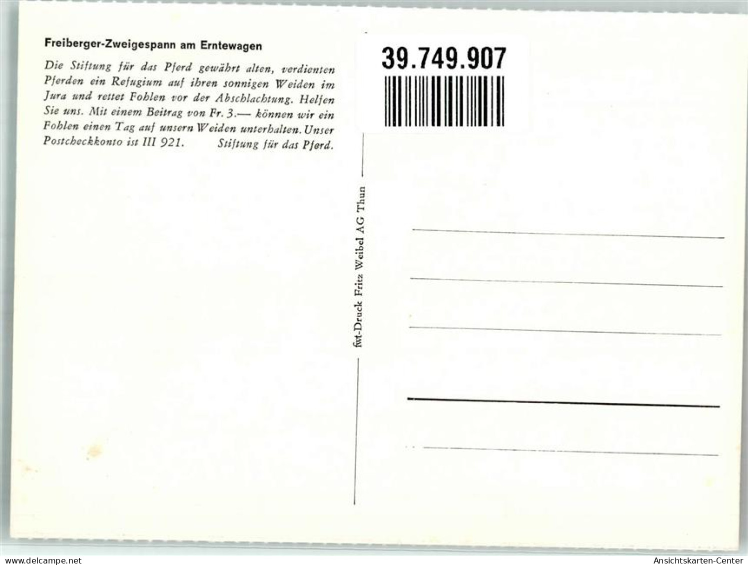 39749907 - Freiberger-Zweiergespann Am Erntewagen Stiftung Fuer Das Pferd - Other & Unclassified