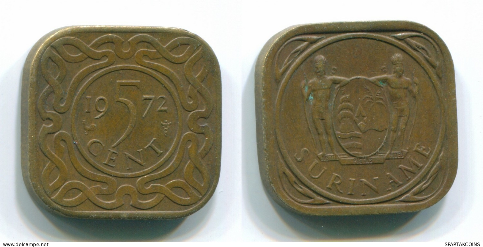 5 CENTS 1972 SURINAM NIEDERLANDE Nickel-Brass Koloniale Münze #S13011.D.A - Surinam 1975 - ...