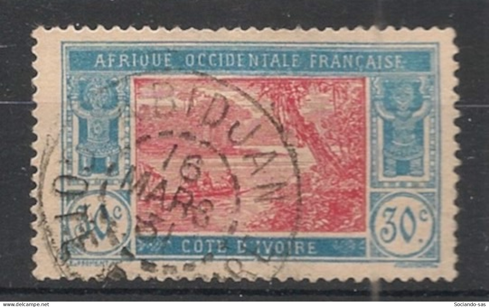 COTE D'IVOIRE - 1922-28 - N°YT. 67 - Lagune Ebrié 30c Bleu Et Rose - Oblitéré / Used - Gebraucht