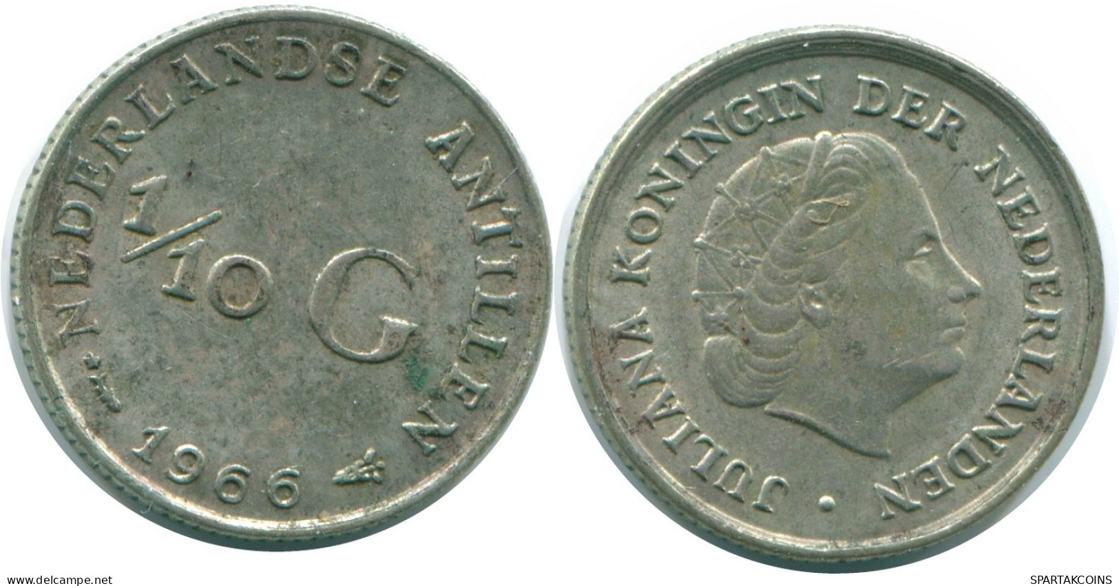 1/10 GULDEN 1966 NIEDERLÄNDISCHE ANTILLEN SILBER Koloniale Münze #NL12752.3.D.A - Antilles Néerlandaises