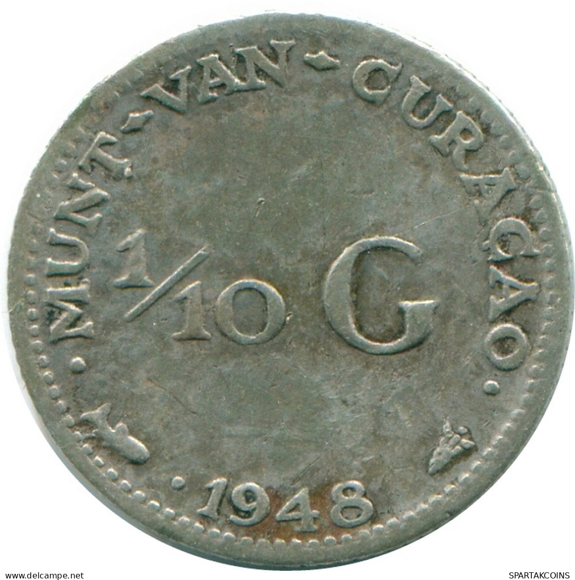 1/10 GULDEN 1948 CURACAO Netherlands SILVER Colonial Coin #NL11904.3.U.A - Curacao
