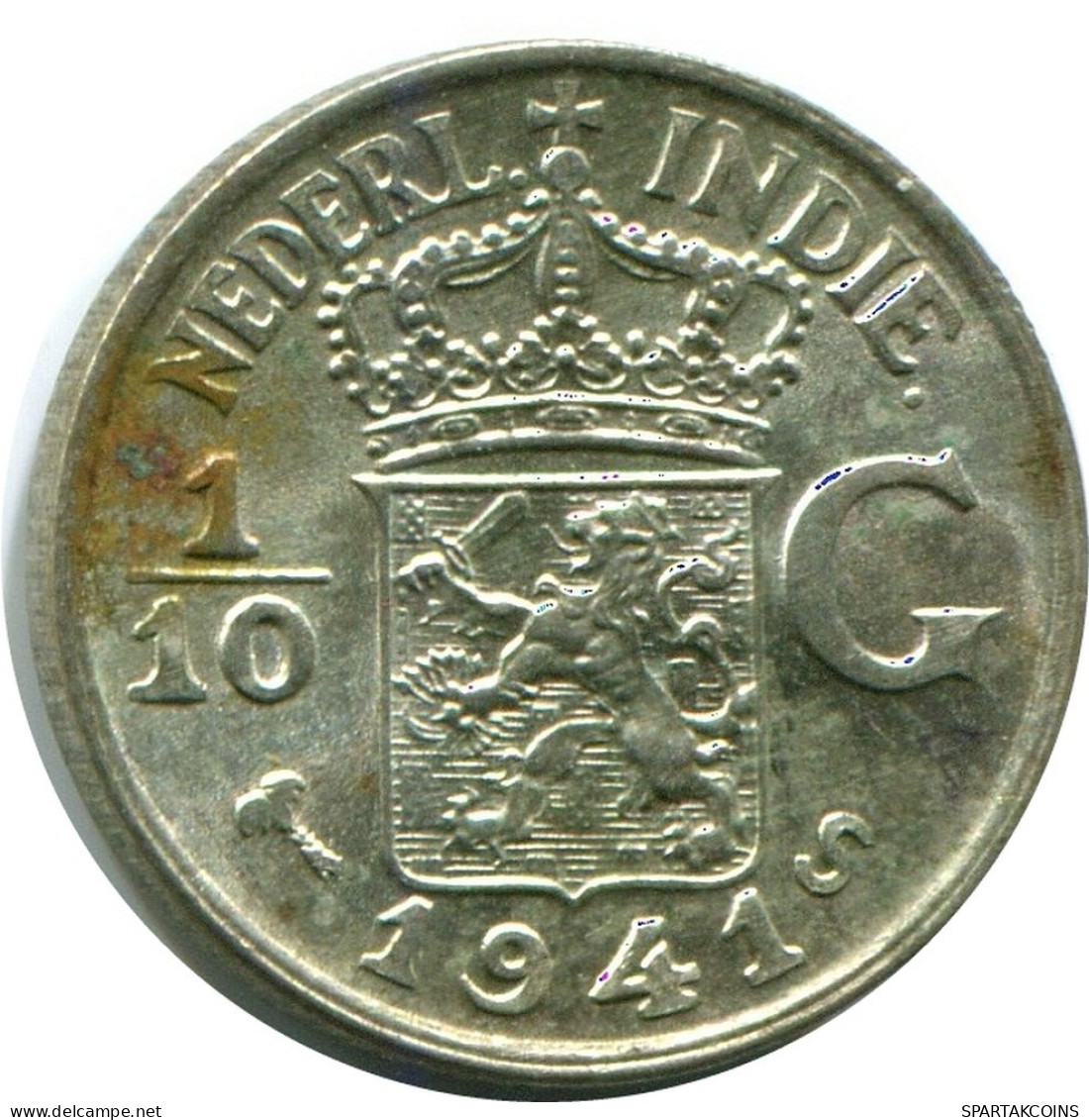 1/10 GULDEN 1941 INDIAS ORIENTALES DE LOS PAÍSES BAJOS PLATA Moneda #AZ100.E.A - Niederländisch-Indien