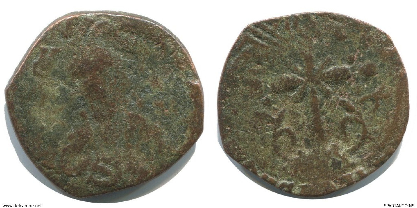 JESUS CHRIST ANONYMOUS CROSS FOLLIS Ancient BYZANTINE Coin 3.6g/24mm #AB340.9.U.A - Byzantine