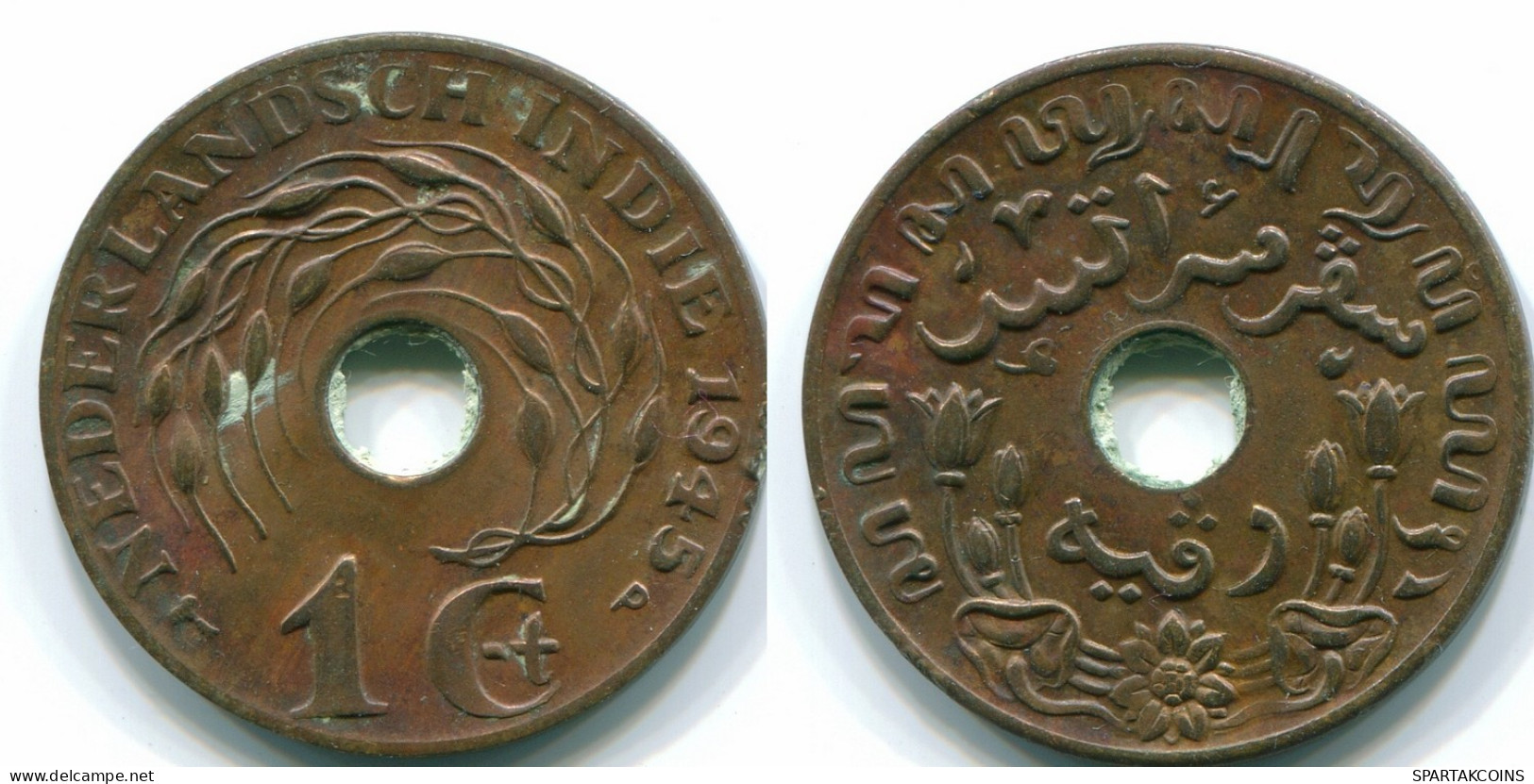 1 CENT 1945 P INDIAS ORIENTALES DE LOS PAÍSES BAJOS INDONESIA Bronze #S10443.E.A - Indes Néerlandaises