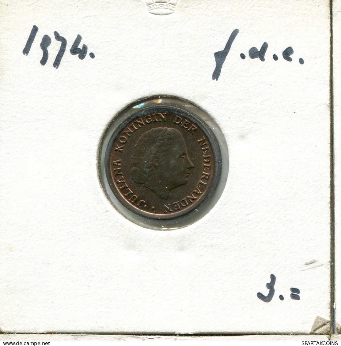 1 CENT 1974 NEERLANDÉS NETHERLANDS Moneda #AU421.E.A - 1948-1980 : Juliana