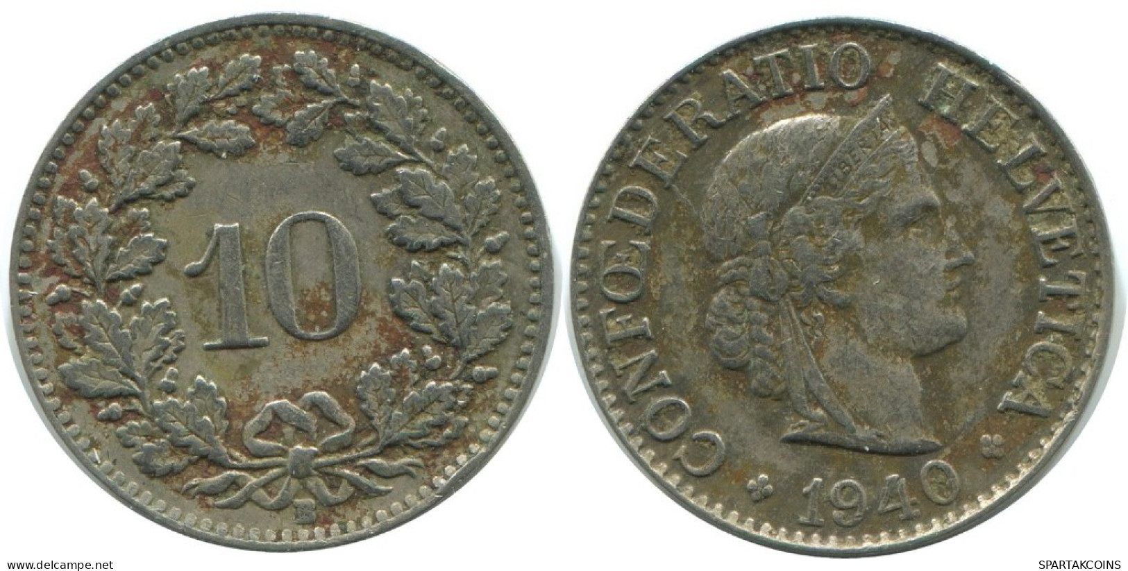 10 RAPPEN 1940 B SUIZA SWITZERLAND Moneda HELVETIA #AD956.2.E.A - Andere & Zonder Classificatie