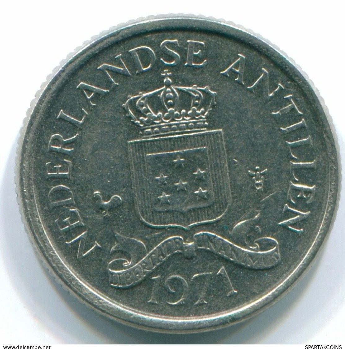 10 CENTS 1971 ANTILLES NÉERLANDAISES Nickel Colonial Pièce #S13422.F.A - Antille Olandesi