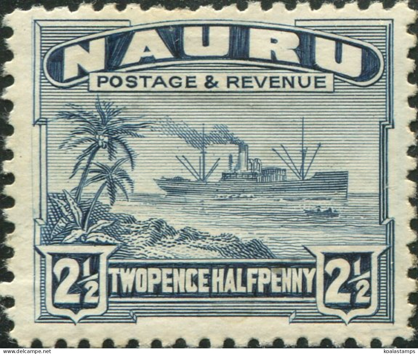 Nauru 1924 SG30A 2½d Slate-blue Freighter Rough MNH - Nauru
