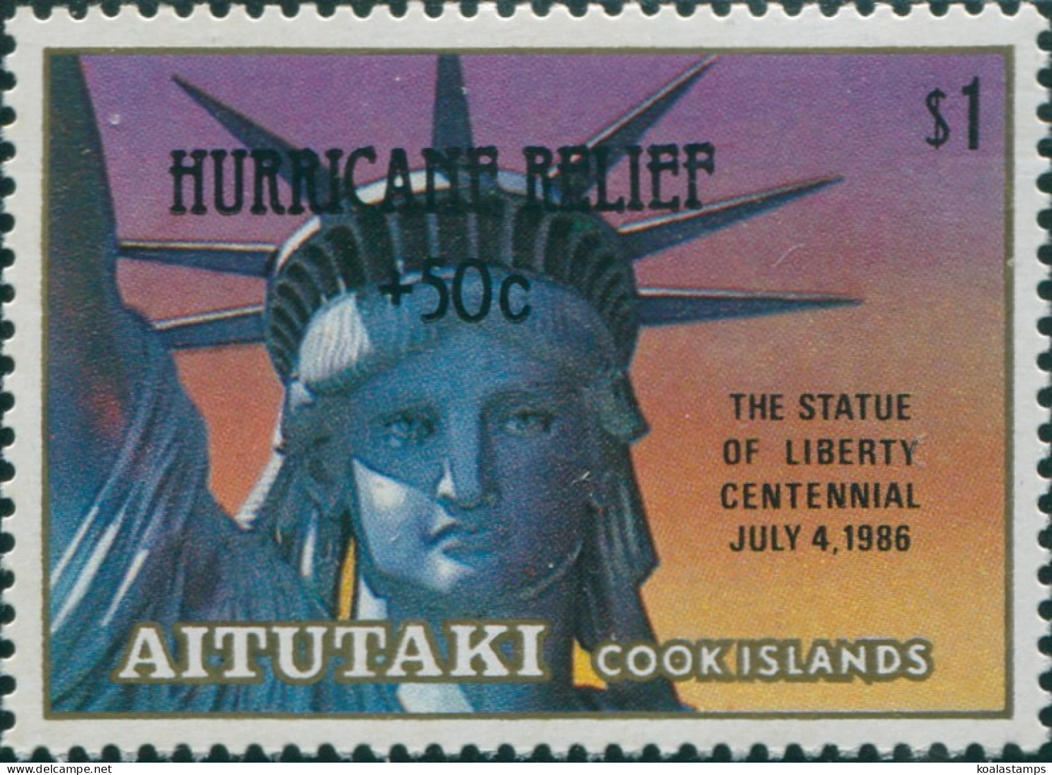 Aitutaki 1987 SG563 $1 Statue Of Liberty Hurricane Relief MNH - Cook