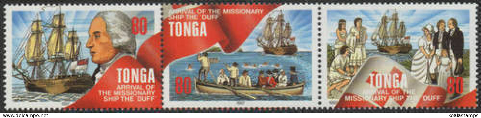 Tonga 1997 SG1389a 80s Christianity Strip Of 3 MNH - Tonga (1970-...)