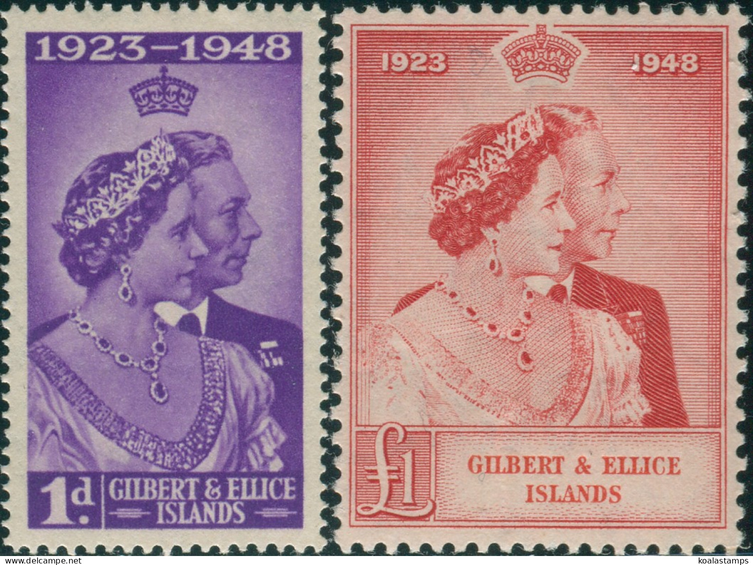 Gilbert & Ellice Islands 1949 SG57-58 Silver Wedding Set MNH - Islas Gilbert Y Ellice (...-1979)