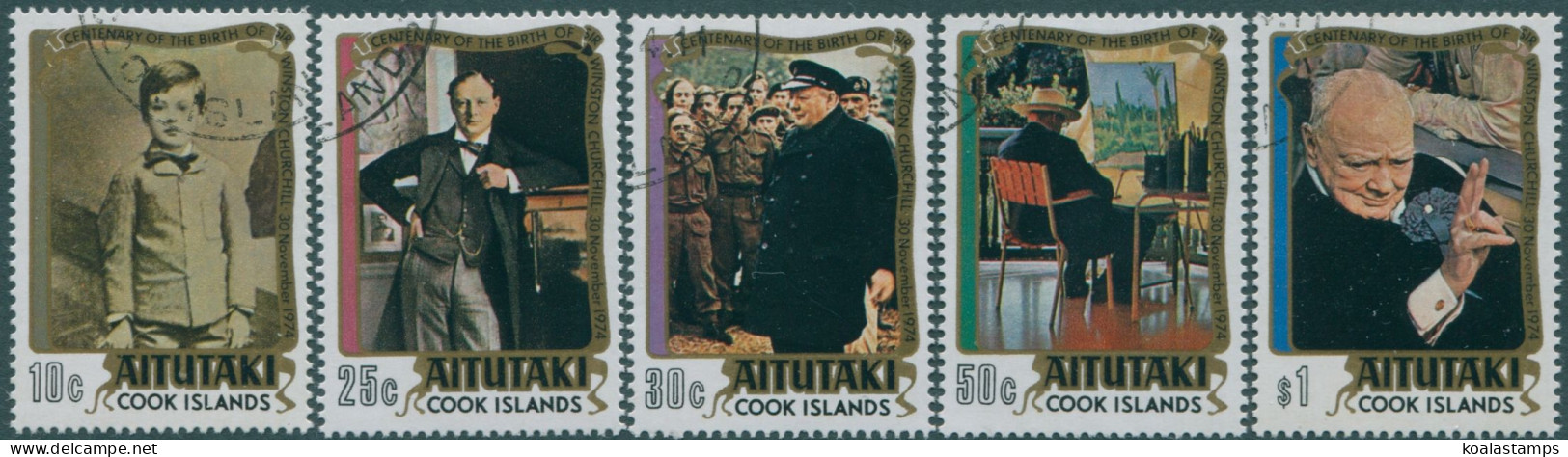 Aitutaki 1974 SG136-140 Winston Churchill Set FU - Cookinseln